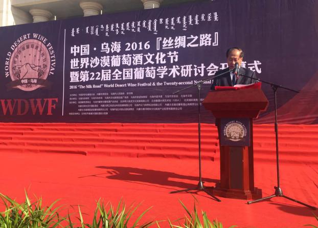 内蒙古自治区政府副主席王玉明宣布中国·乌海2016“丝绸之路”世界沙漠葡萄酒文化节正式开幕