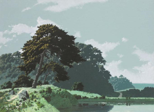 张理圭(韩国) 《河边的松树》 布面油画